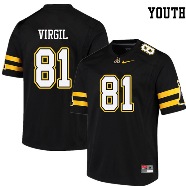 Youth #81 Jalen Virgil Appalachian State Mountaineers College Football Jerseys Sale-Black - Click Image to Close